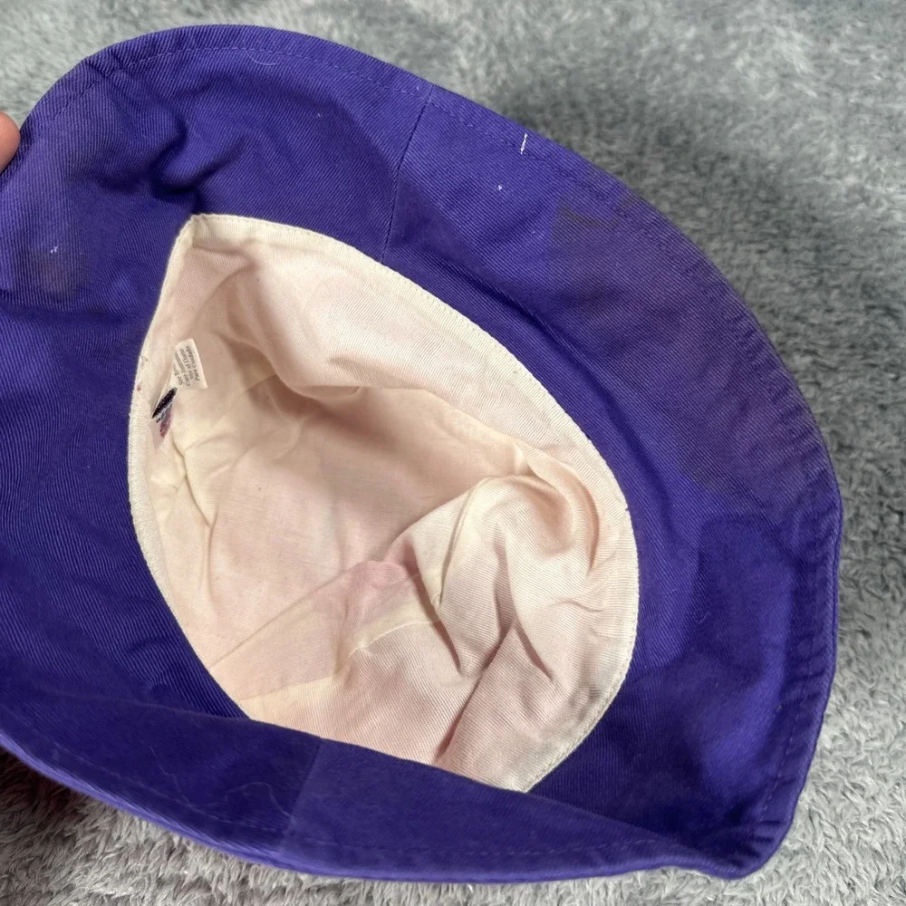 Vintage Okiedokie Kids Bucket Hat Pink Blue Colorblock Flower Embroidered Marks